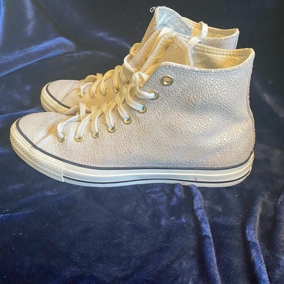 Converse all star metallic Pearl leather high tops 10.5 - Picture 1 of 7